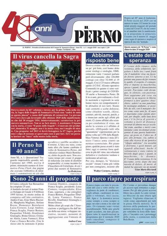 La prima pagina de Il Perno n. 1.2020